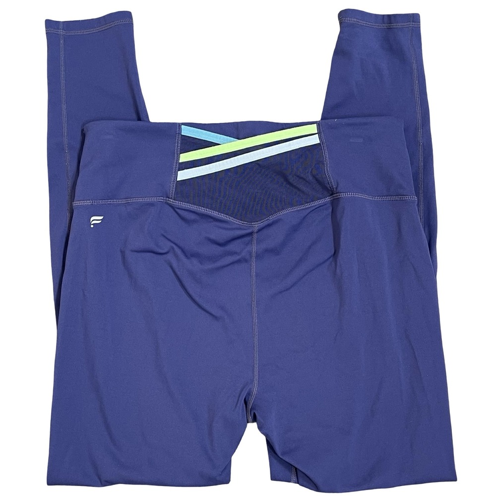 Fabletics Motion365 Leggings Womens L Purple High Rise Strappy Mesh‎ Back Yoga